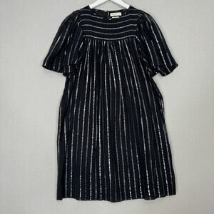 Isabel Marant Étoile Dress Womens 34 Black Metallic Striped‎ Swing Trapeze Party